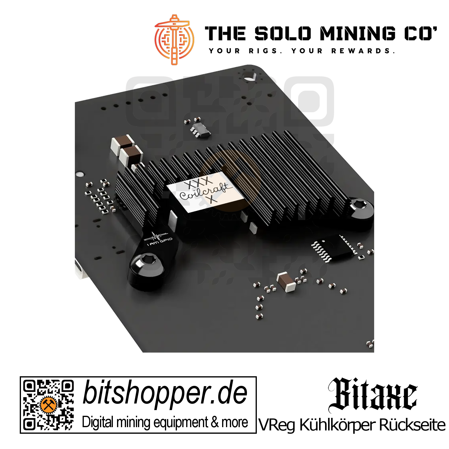 V-Reg Kühlkörper für Bitaxe Gamma montiert